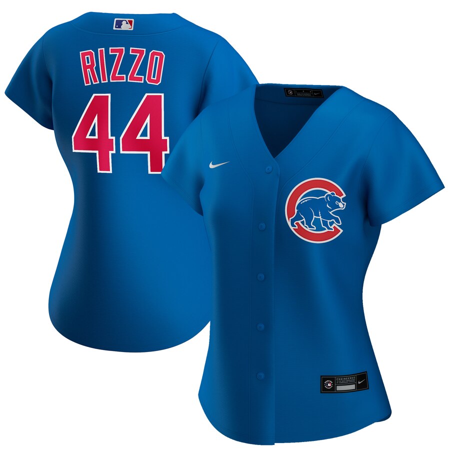 Chicago Cubs #44 Anthony Rizzo Nike Women Alternate 2020 MLB Player Jersey Royal->women mlb jersey->Women Jersey
